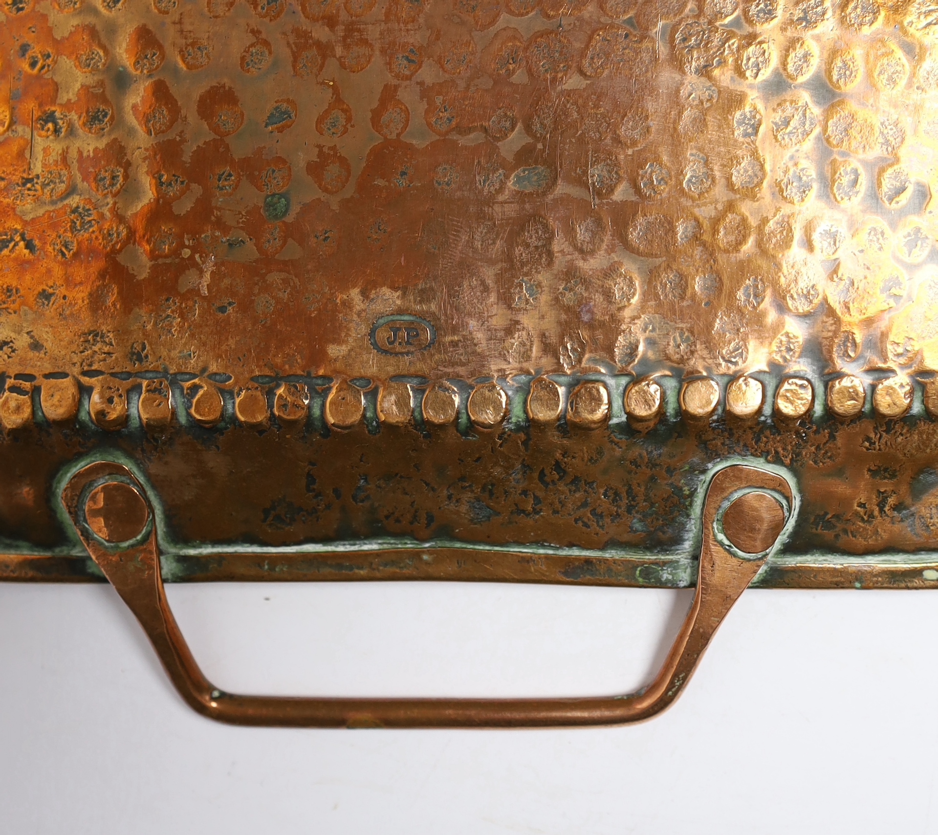 An Arts & Crafts Newlyn, John Pearson copper tray, 40cm wide